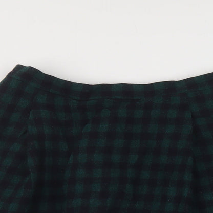 Unqilo Womens Green Check Wool A-Line Skirt Size 27 in Zip