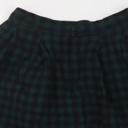 Unqilo Womens Green Check Wool A-Line Skirt Size 27 in Zip