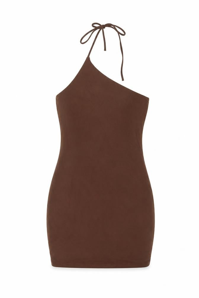 Oh Polly Womens Brown Viscose Mini Size 8 One Shoulder Pullover