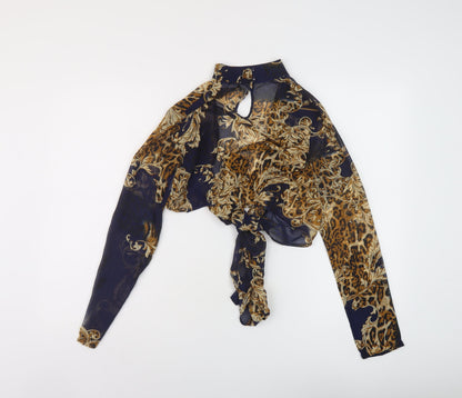 Womens UK Size 6 PRETTYLITTLETHING Blue Cropped Blouse