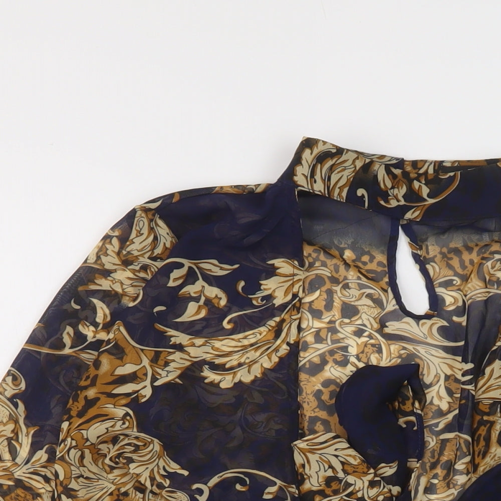 Womens UK Size 6 PRETTYLITTLETHING Blue Cropped Blouse
