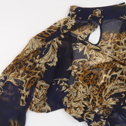 Womens UK Size 6 PRETTYLITTLETHING Blue Cropped Blouse