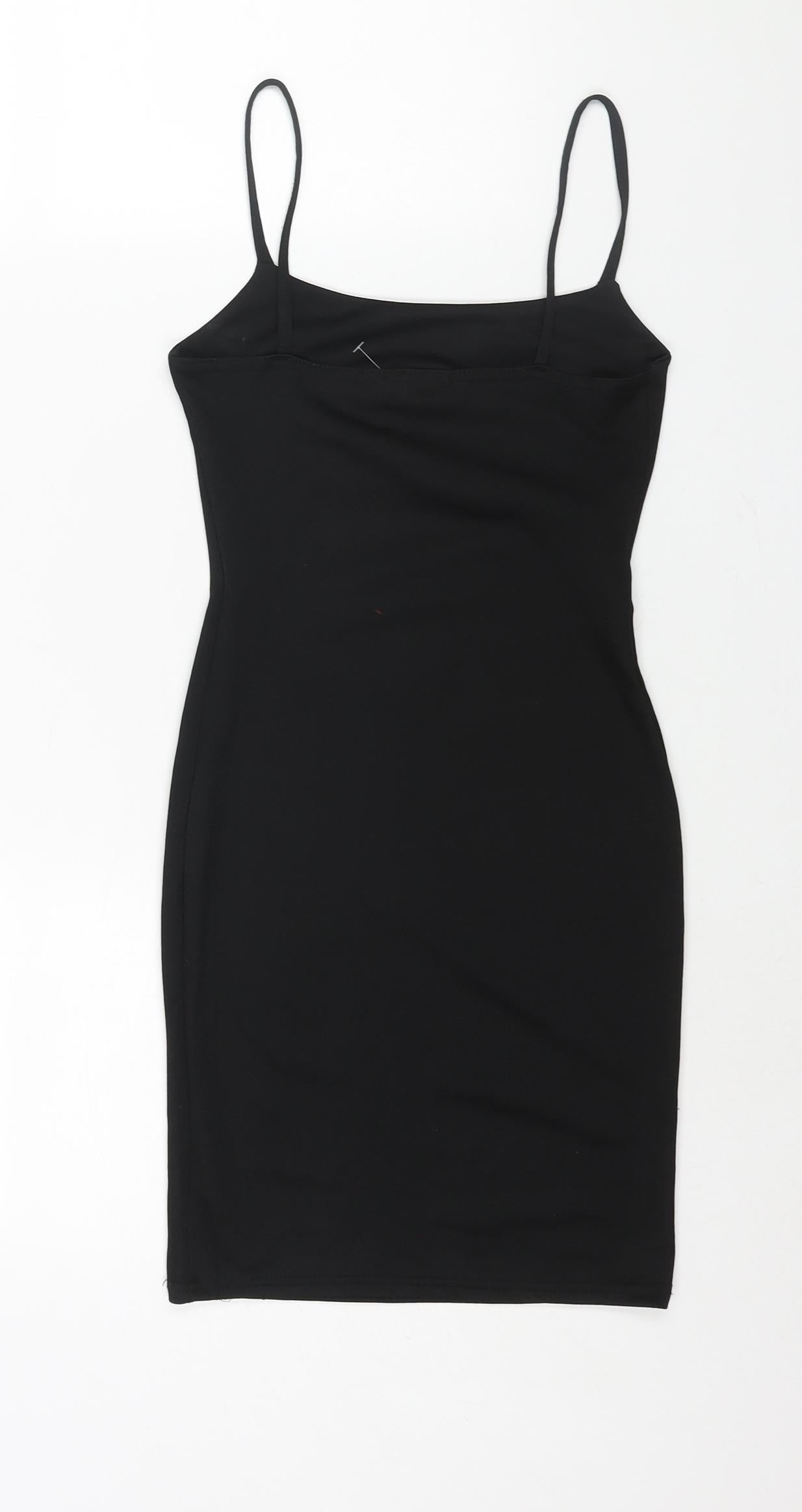 PRETTYLITTLETHING Womens Black Polyester Mini Size 4 Scoop Neck Pullover