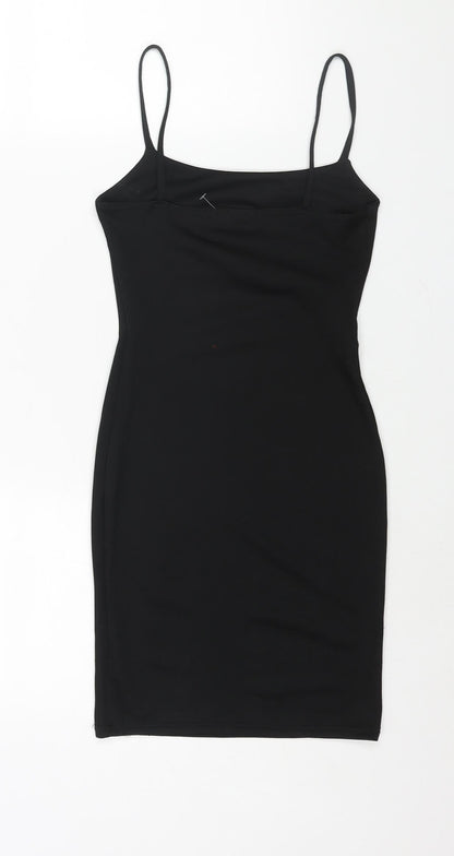 PRETTYLITTLETHING Womens Black Polyester Mini Size 4 Scoop Neck Pullover