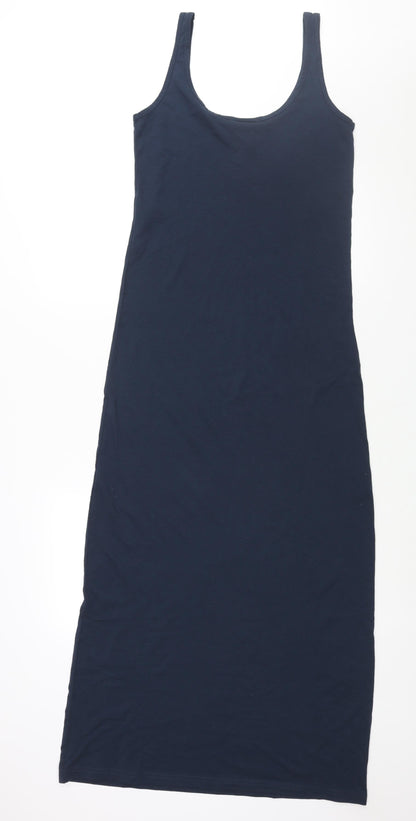 Vera Moda Womens Blue Polyester Maxi Size M Scoop Neck Pullover