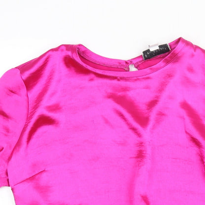 Womens UK Size 14 Topshop Pink Cropped Blouse