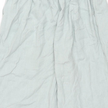 New Look Womens Green Viscose Cropped Trousers Size 8 L21 in Regular Buckle - Belted Elasticated Waist