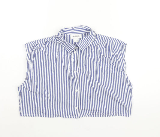 Womens UK Size M Monki Blue Cropped Button-Up