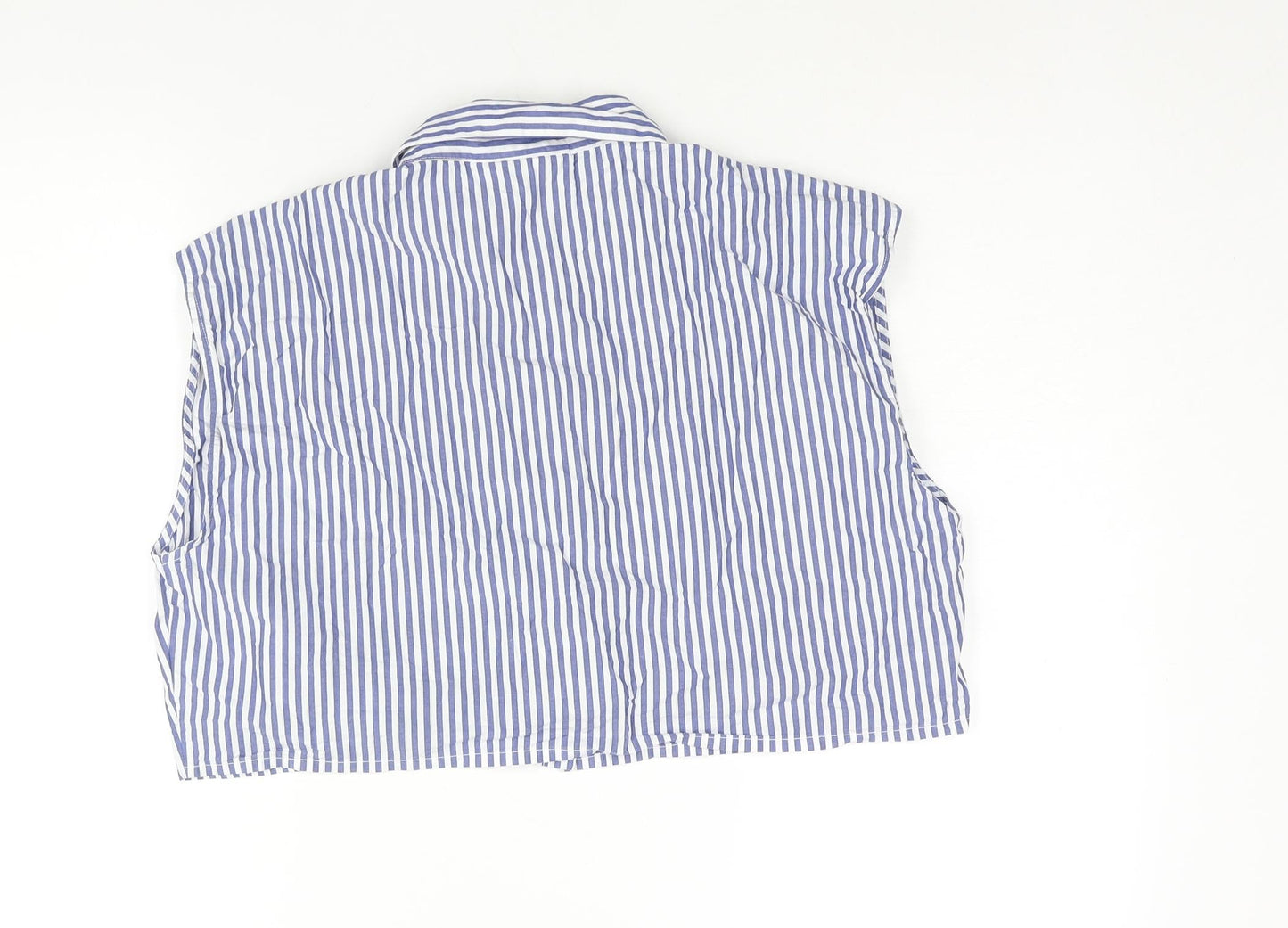 Womens UK Size M Monki Blue Cropped Button-Up