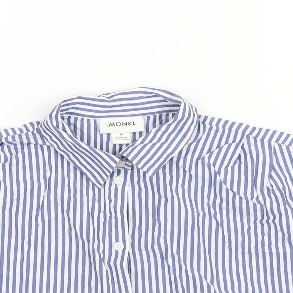 Womens UK Size M Monki Blue Cropped Button-Up
