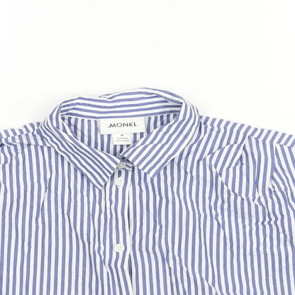 Womens UK Size M Monki Blue Cropped Button-Up