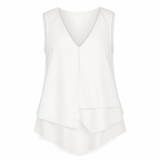 Front view of Vera Moda women’s white polyester camisole blouse, size S, v-neck - layered