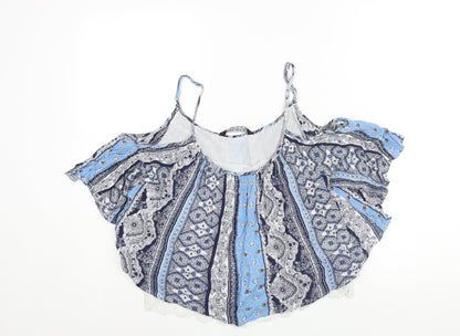 Womens UK Size 10 Selected Blue Cropped Blouse