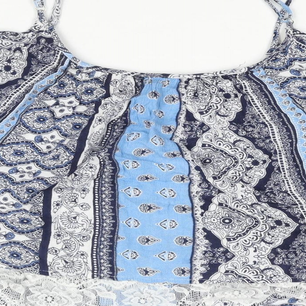 Womens UK Size 10 Selected Blue Cropped Blouse