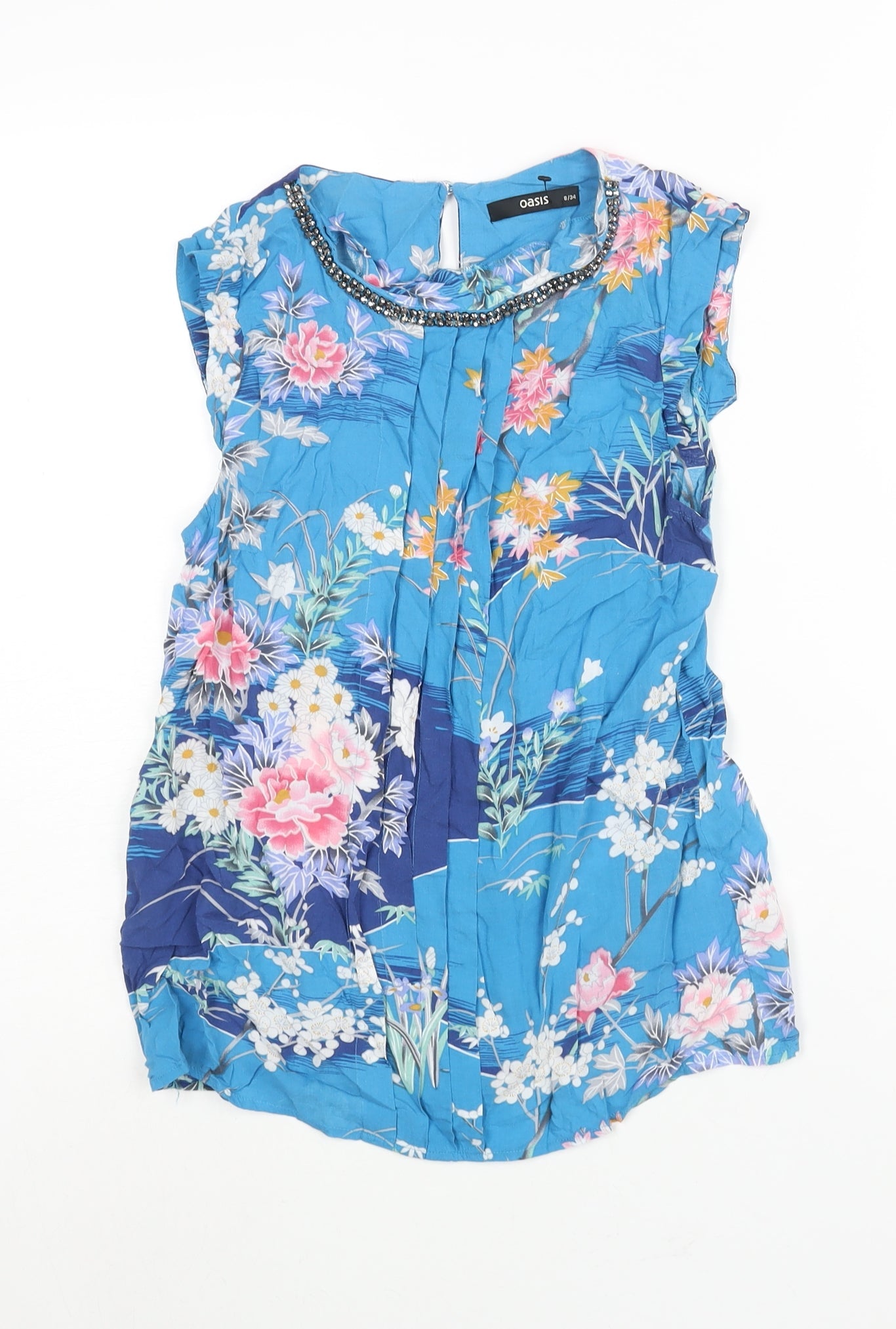 Womens UK Size 8 Oasis Blue Basic Blouse