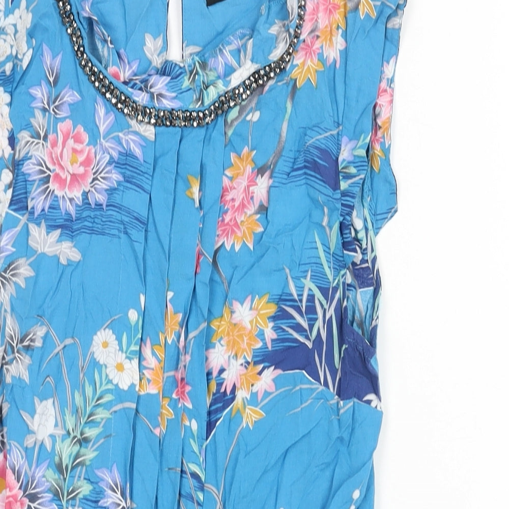 Womens UK Size 8 Oasis Blue Basic Blouse