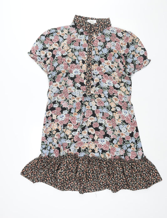 Stella Morgan Womens Multicoloured Floral Polyester Shift Size 12 Collared Button - Frill