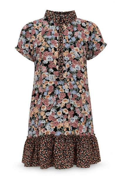 Stella Morgan Womens Multicoloured Floral Polyester Shift Size 12 Collared Button - Frill