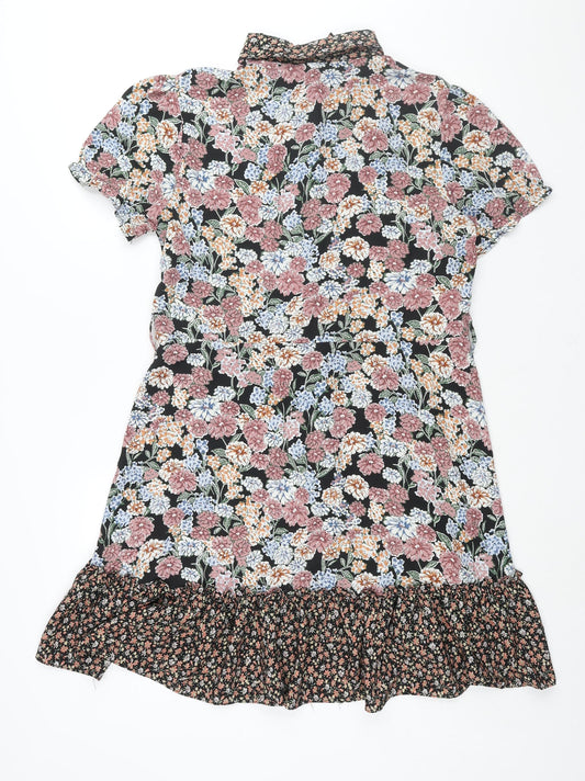Stella Morgan Womens Multicoloured Floral Polyester Shift Size 12 Collared Button - Frill