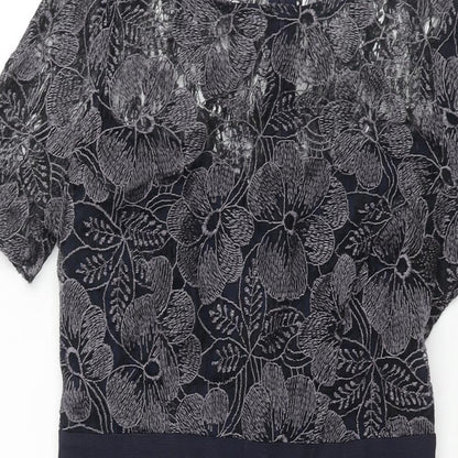 Fenn Wright Manson Womens Blue Polyester Shift Size 8 Round Neck Zip - Belt Detail