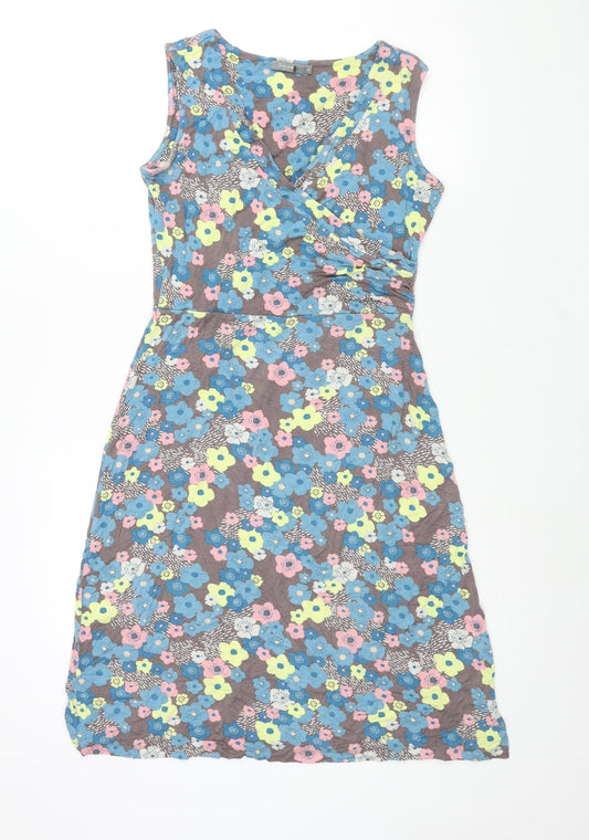 Lily & Me Womens Multicoloured Floral Viscose Shift Size 12 V-Neck Pullover