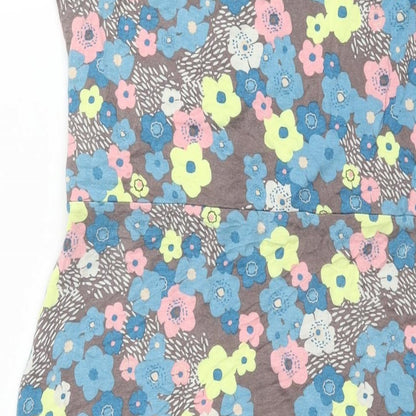 Lily & Me Womens Multicoloured Floral Viscose Shift Size 12 V-Neck Pullover