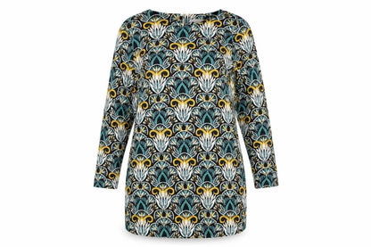 H&M Womens Multicoloured Geometric Viscose Shift Size 12 Round Neck Button