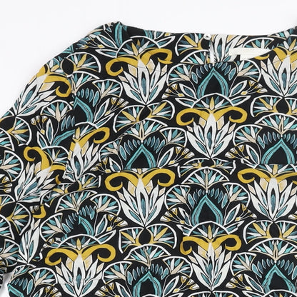 H&M Womens Multicoloured Geometric Viscose Shift Size 12 Round Neck Button