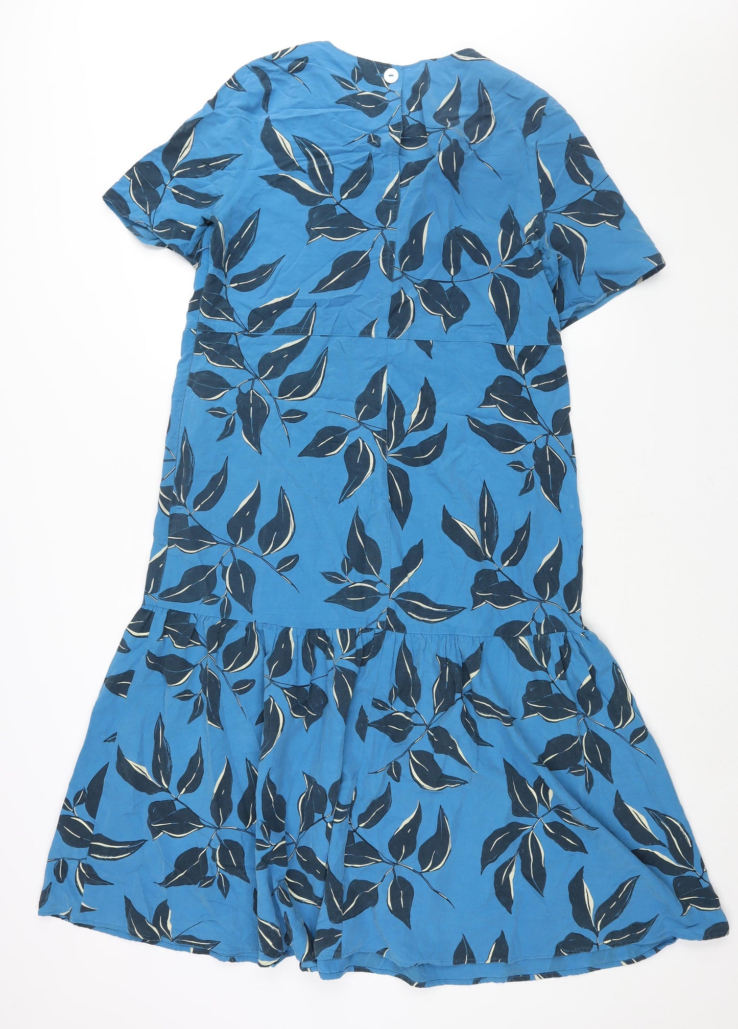 Autograph Womens Blue Geometric Modal Shift Size 14 Round Neck Zip - Leaf Print