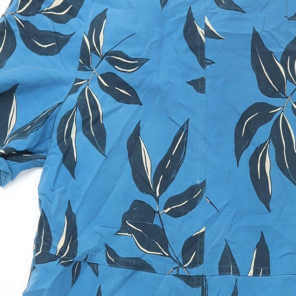 Autograph Womens Blue Geometric Modal Shift Size 14 Round Neck Zip - Leaf Print