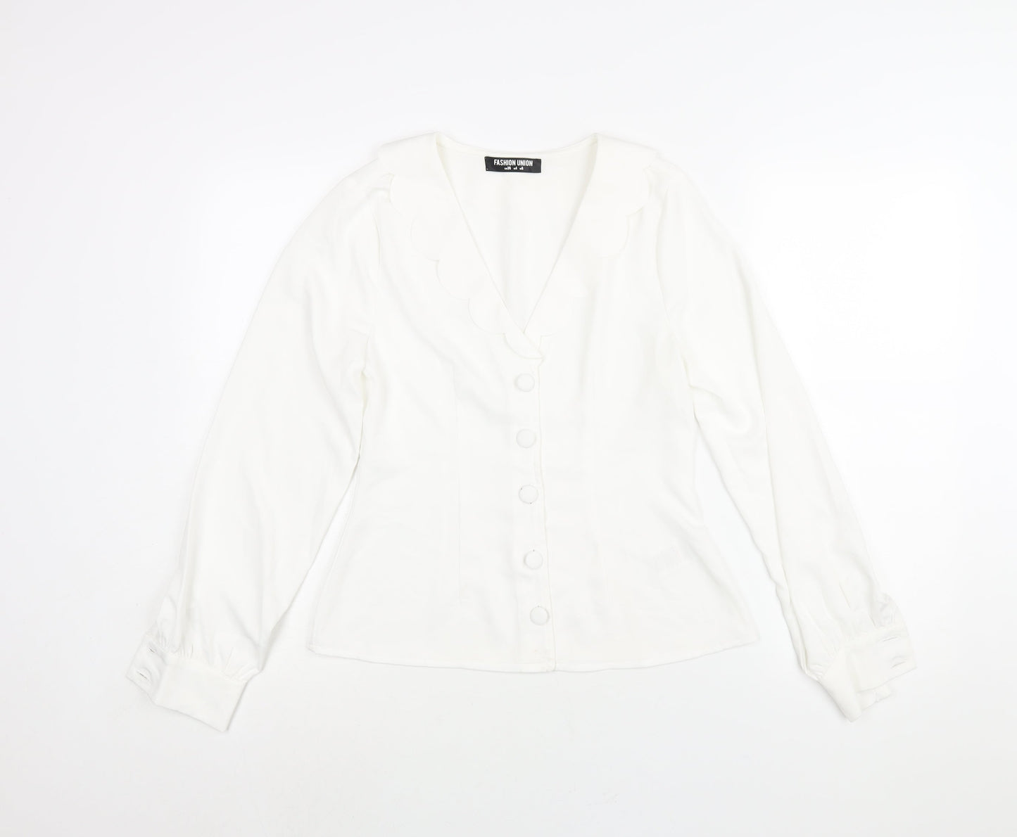 Womens UK Size 8 Fashion Union White Basic Button-Up