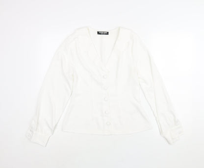 Womens UK Size 8 Fashion Union White Basic Button-Up
