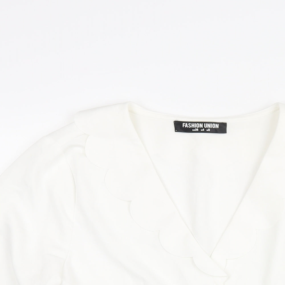 Womens UK Size 8 Fashion Union White Basic Button-Up