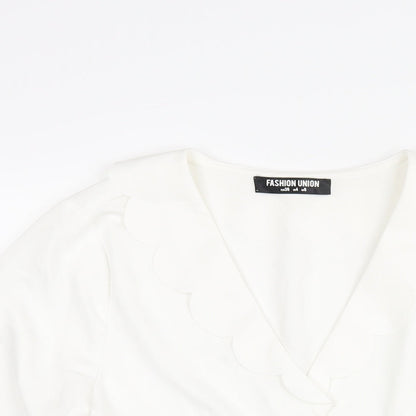 Womens UK Size 8 Fashion Union White Basic Button-Up