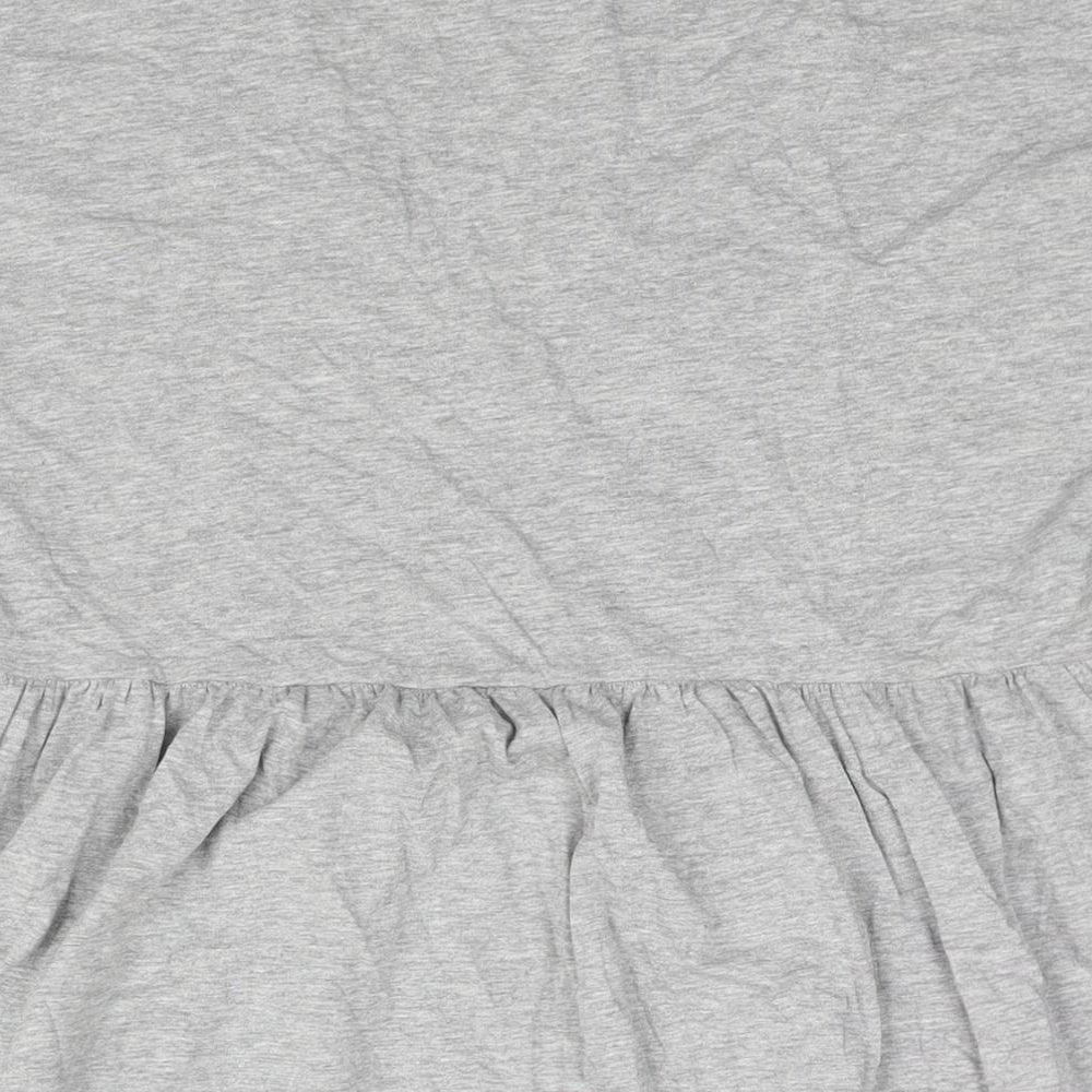 Boohoo Womens Grey Cotton A-Line Size 10 V-Neck Pullover - Frill