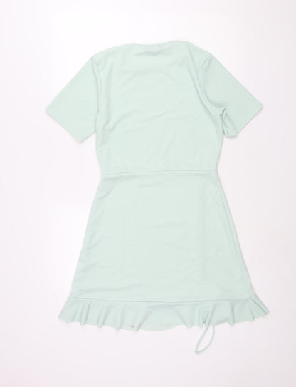 In the Style Womens Green Polyester Shift Size 10 Round Neck Pullover - Frill Drawstring Rouched