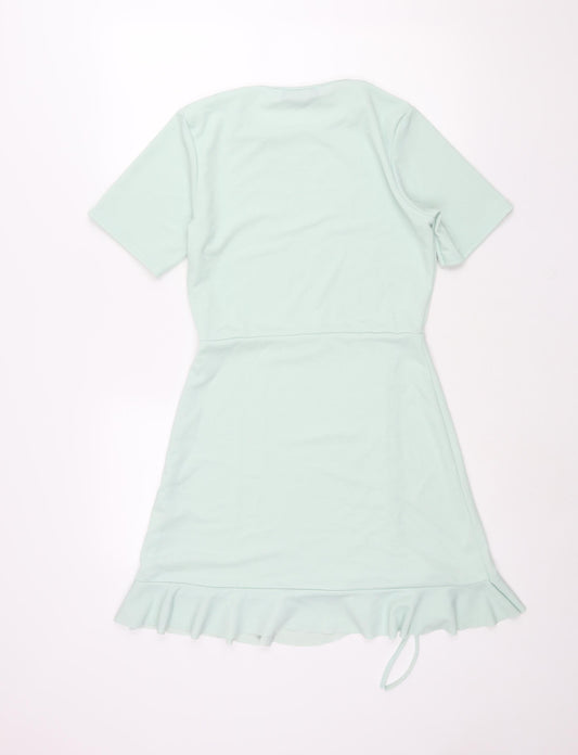 In the Style Womens Green Polyester Shift Size 10 Round Neck Pullover - Frill Drawstring Rouched