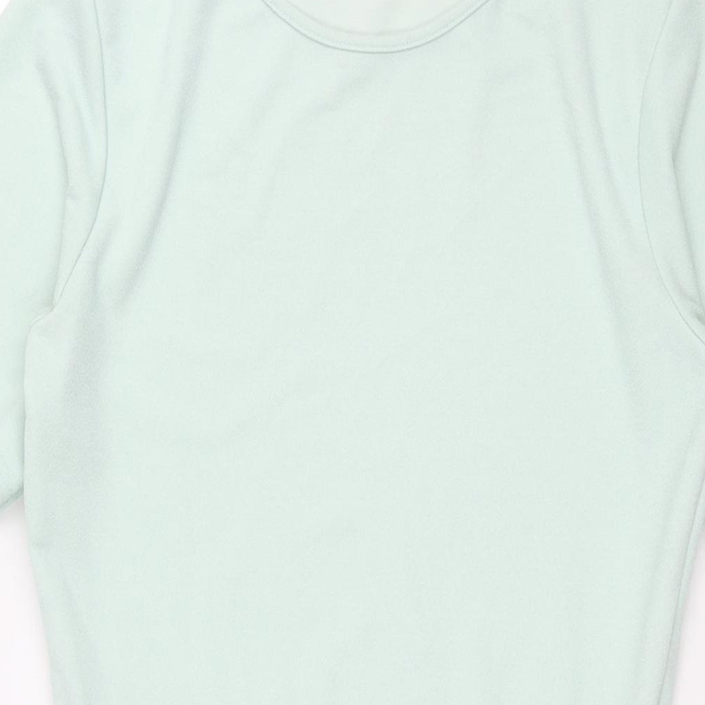 In the Style Womens Green Polyester Shift Size 10 Round Neck Pullover - Frill Drawstring Rouched