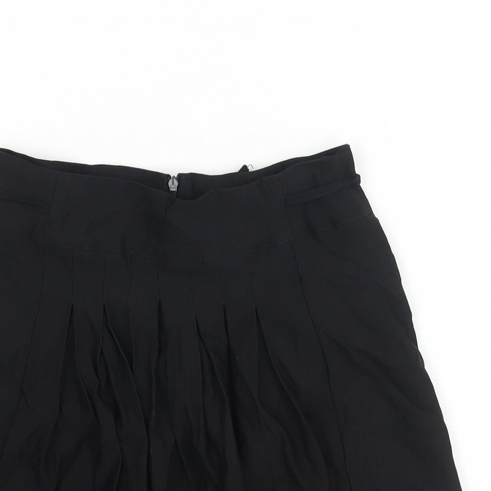 Daisy Street Womens Black Viscose A-Line Skirt Size 6 Zip - Pleat Detail
