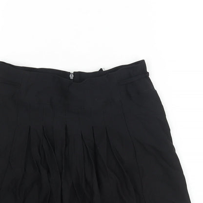 Daisy Street Womens Black Viscose A-Line Skirt Size 6 Zip - Pleat Detail