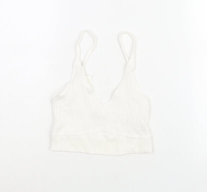 Womens UK Size S Zara White Cropped Blouse