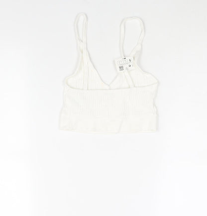 Womens UK Size S Zara White Cropped Blouse