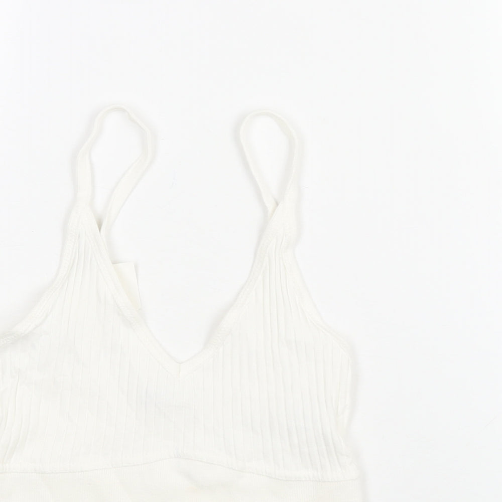 Womens UK Size S Zara White Cropped Blouse