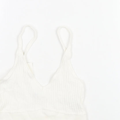 Womens UK Size S Zara White Cropped Blouse