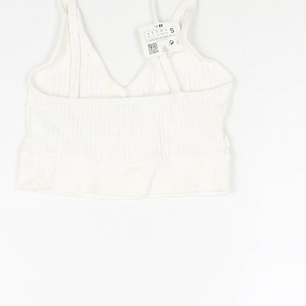 Womens UK Size S Zara White Cropped Blouse