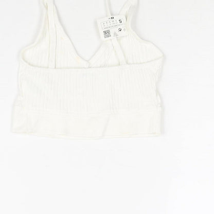 Womens UK Size S Zara White Cropped Blouse