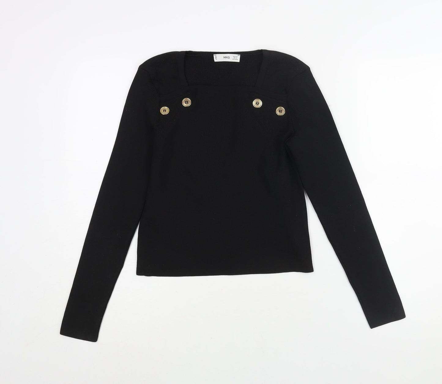 Womens UK Size S Mango Black Basic Blouse