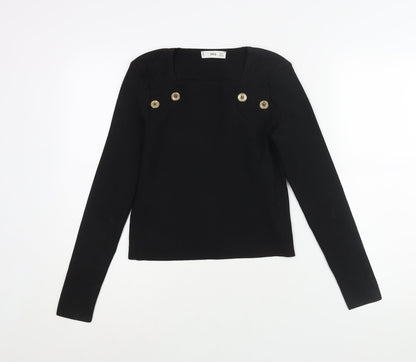 Womens UK Size S Mango Black Basic Blouse
