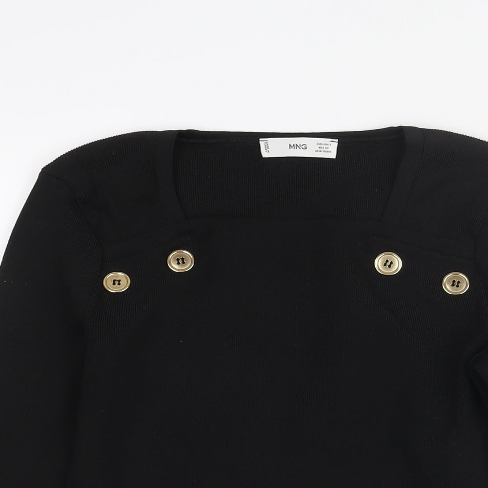 Womens UK Size S Mango Black Basic Blouse