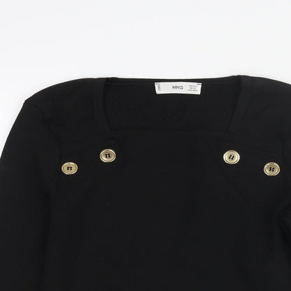 Womens UK Size S Mango Black Basic Blouse